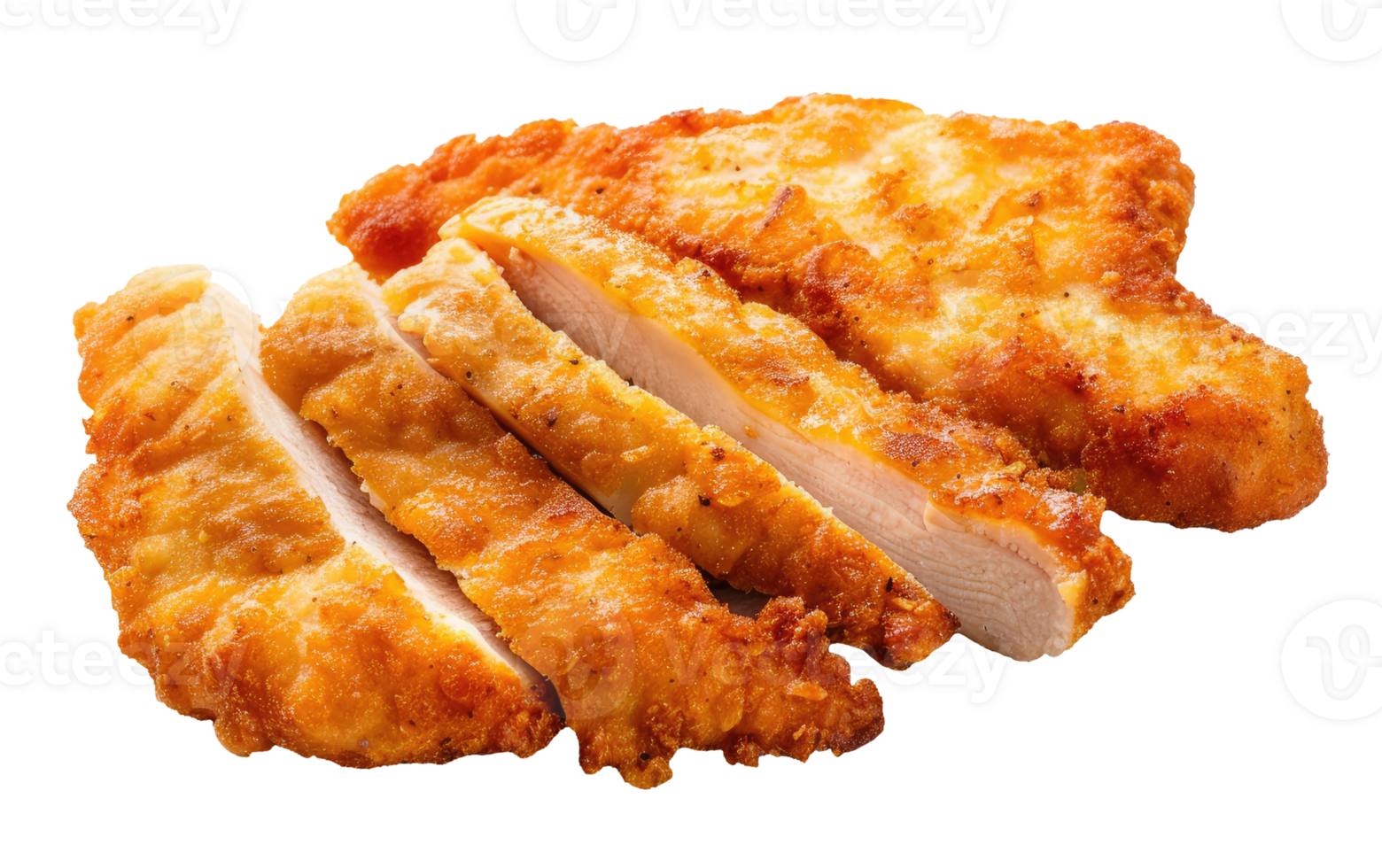 Sliced chicken schnitzel isolated on transparent background png