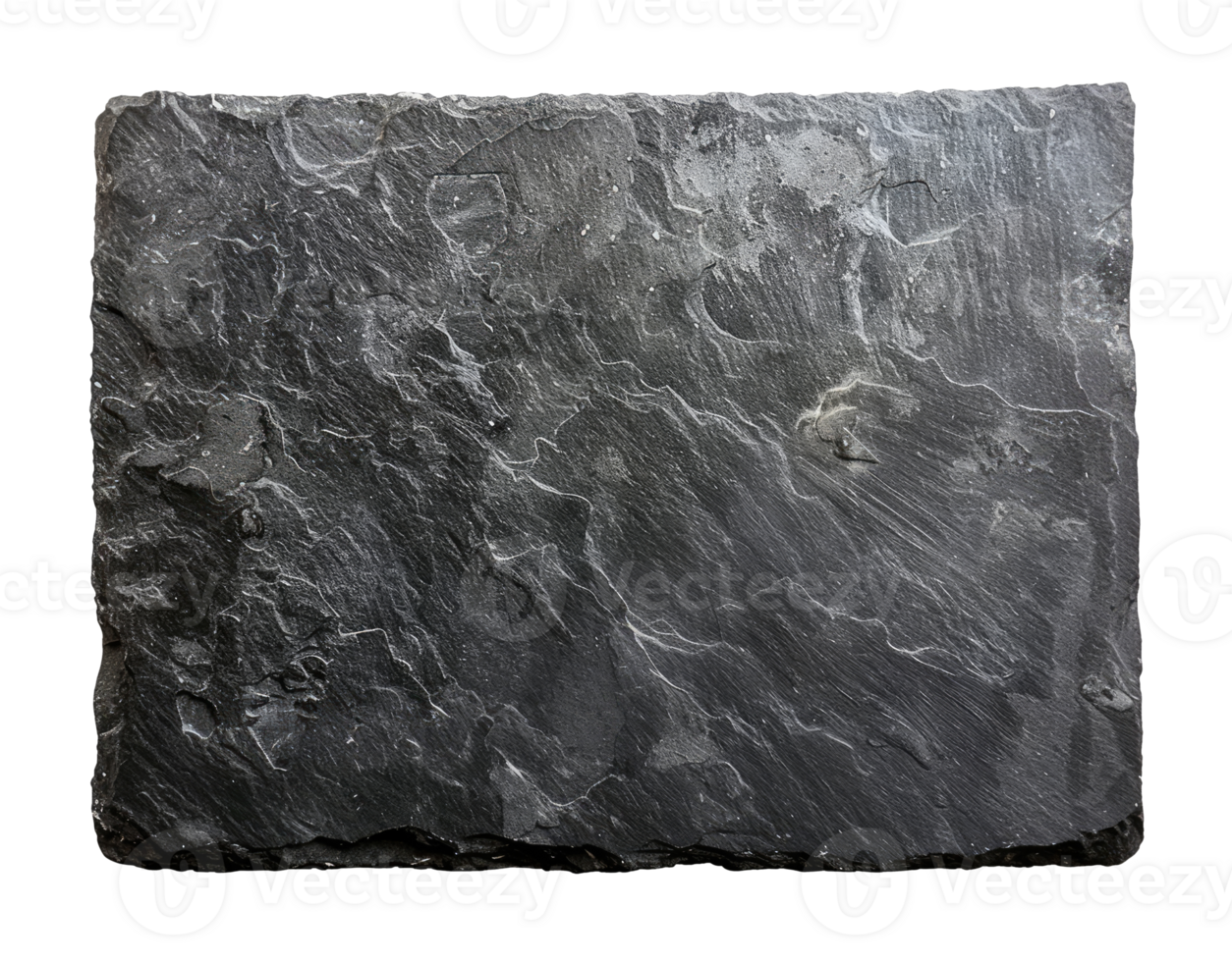Empty black slate stone isolated on transparent background, top view png