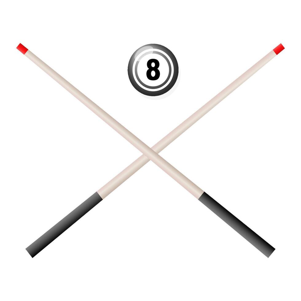 Crossed billiard cues. Billiard balls. illustration vector