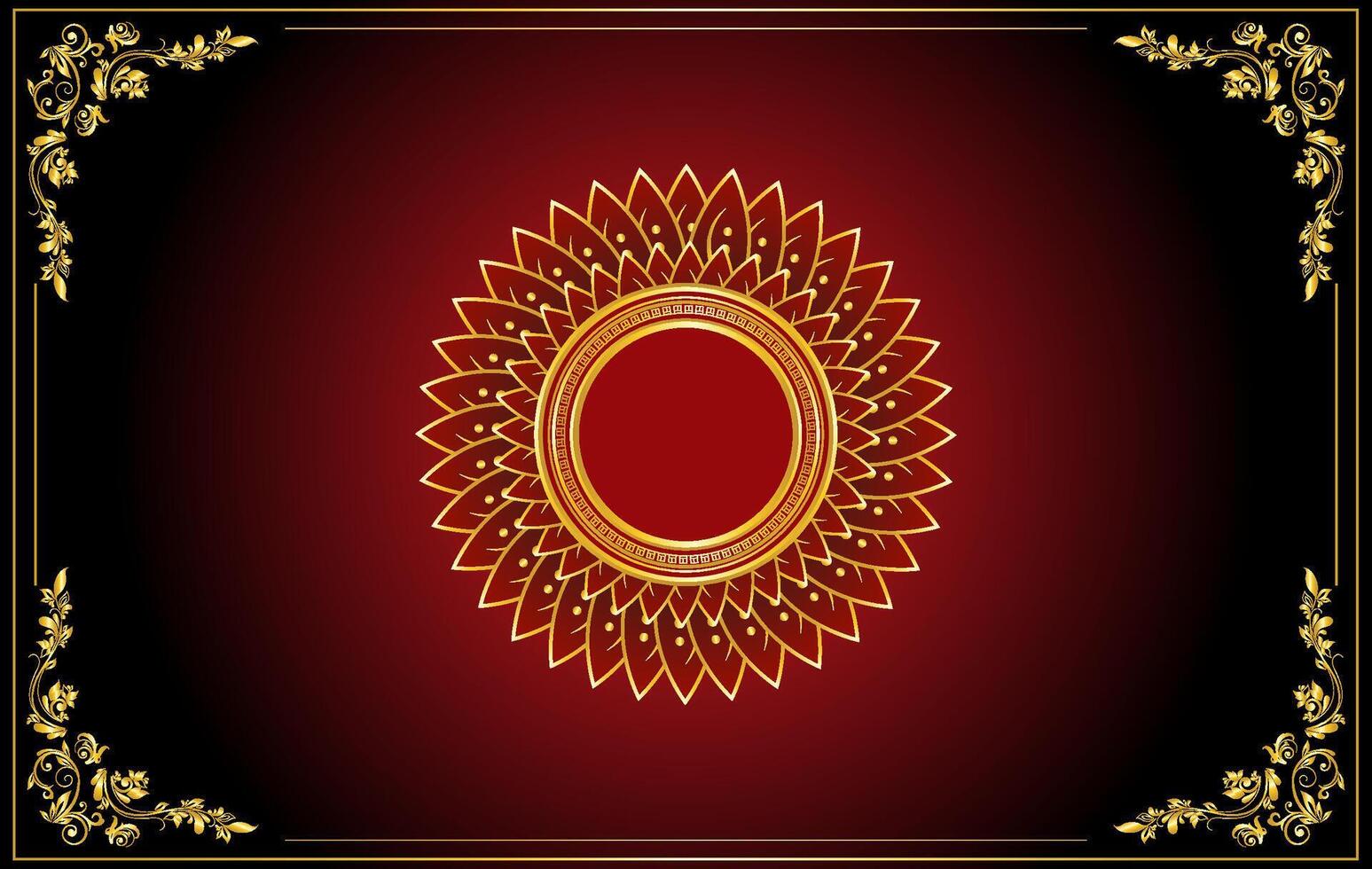 red and golden frame with floral ornament vector