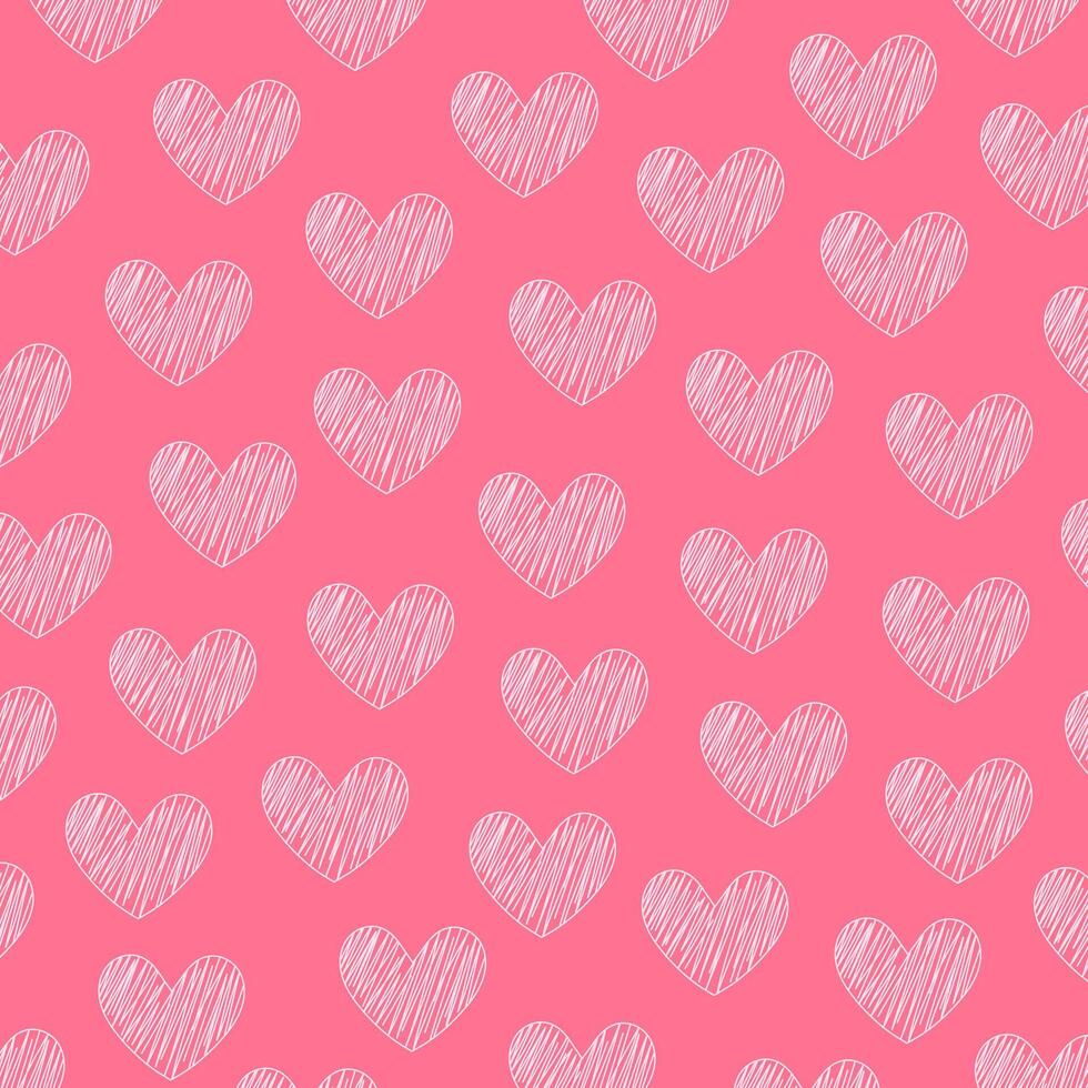 Cute scribble heart pink white colorful pattern background illustration vector