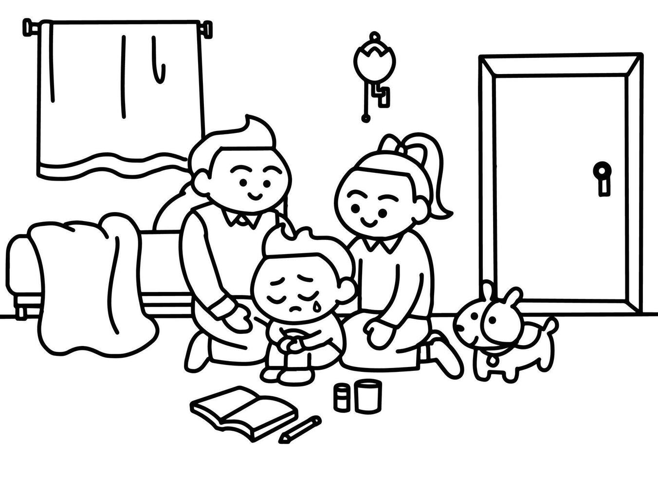 kid was depression coloring pages style. vector