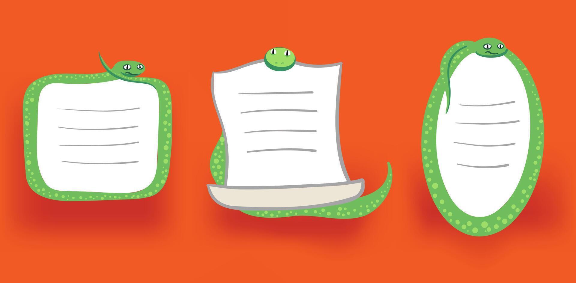 Cute snake notes. To do list. Beautiful planner for school. vector
