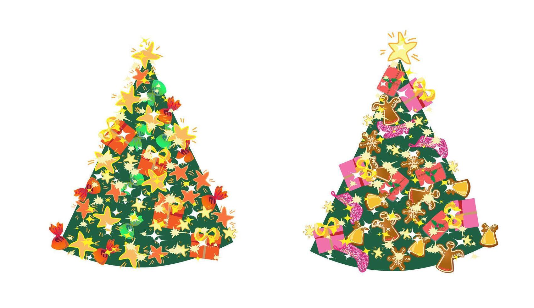 Set decorated Christmas tree vector