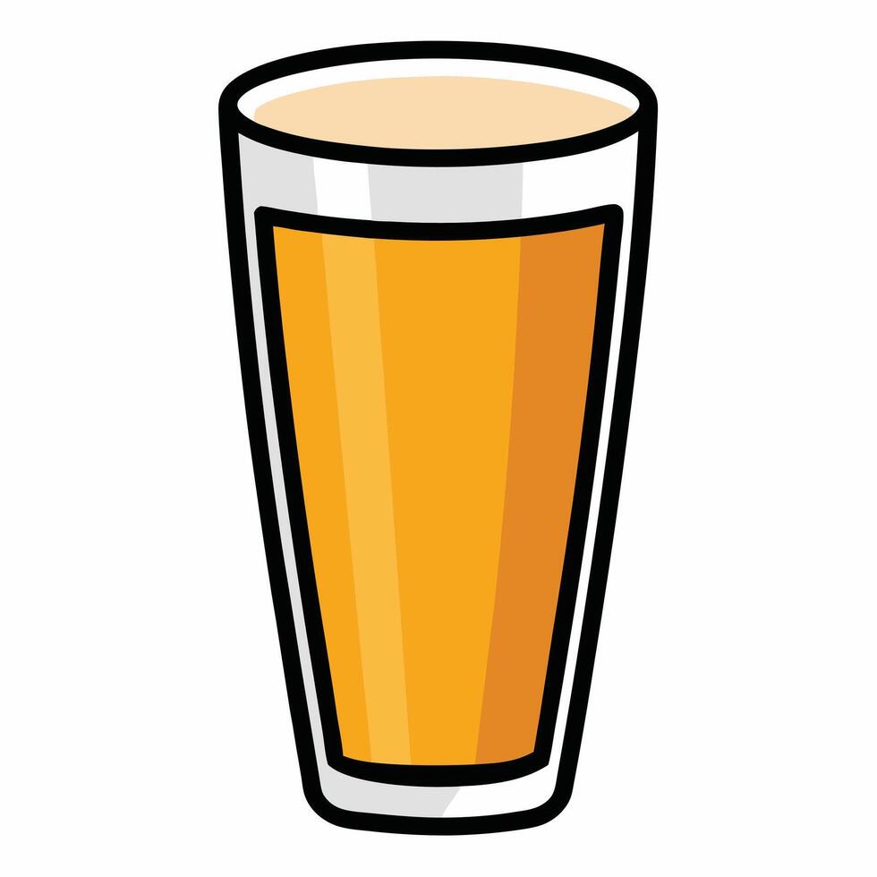Beer glass outline with golden liquid and frothy foam on top vector