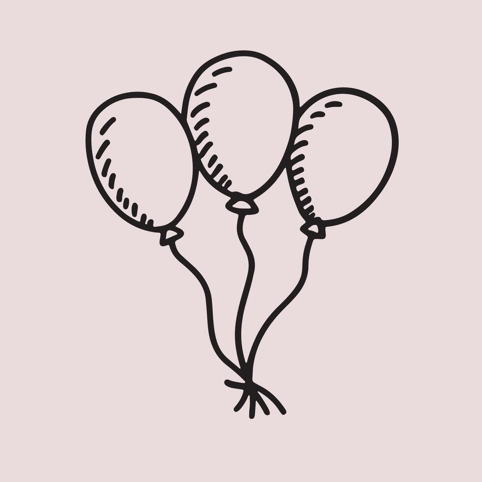 Balloon Illustration Doodle, Sketch vector
