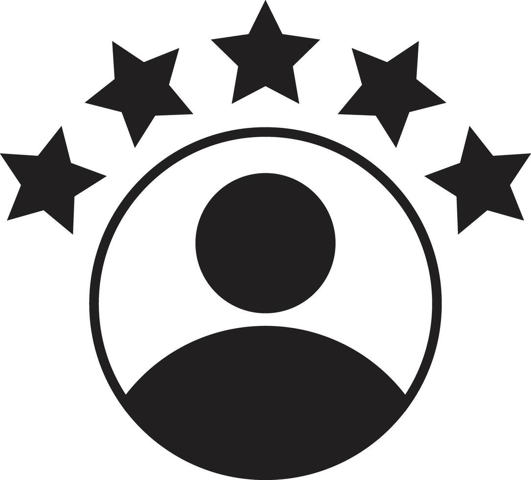Customer experience icon . Rating icon . Customer product rating with five stars icon vector