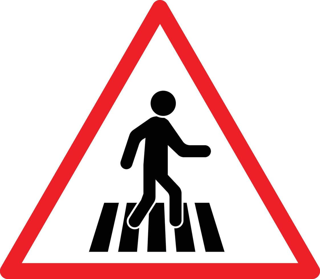 Pedestrian crossing sign isolated on white background . Crosswalk icon . Crossing for pedestrians warning sign . illustration vector