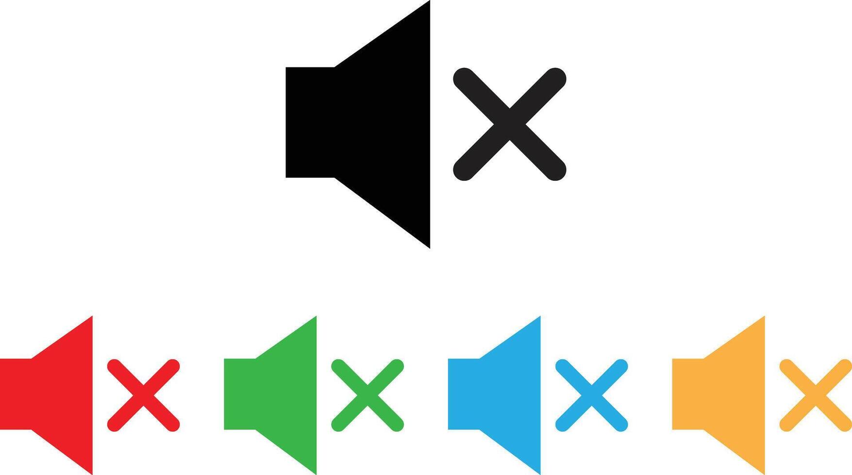 Colorful volume mute icon set in different colors . Speaker volume mute icon vector