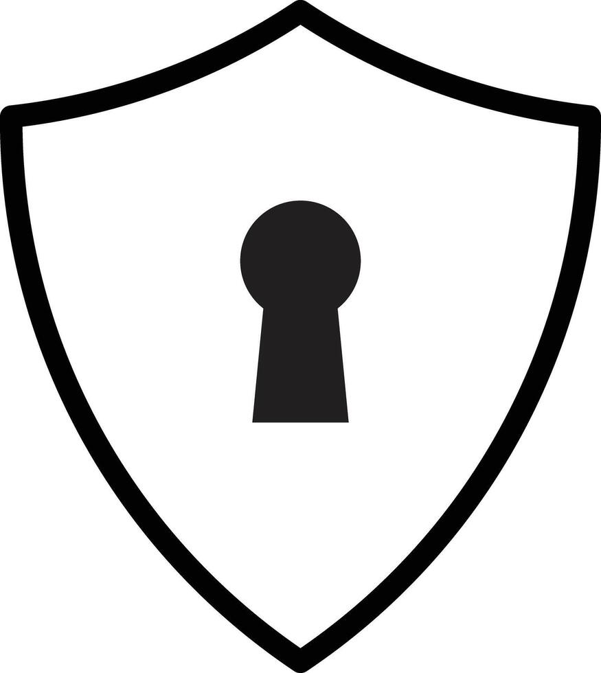 Shield with keyhole icon isolated on white background . Shield security lock icon vector