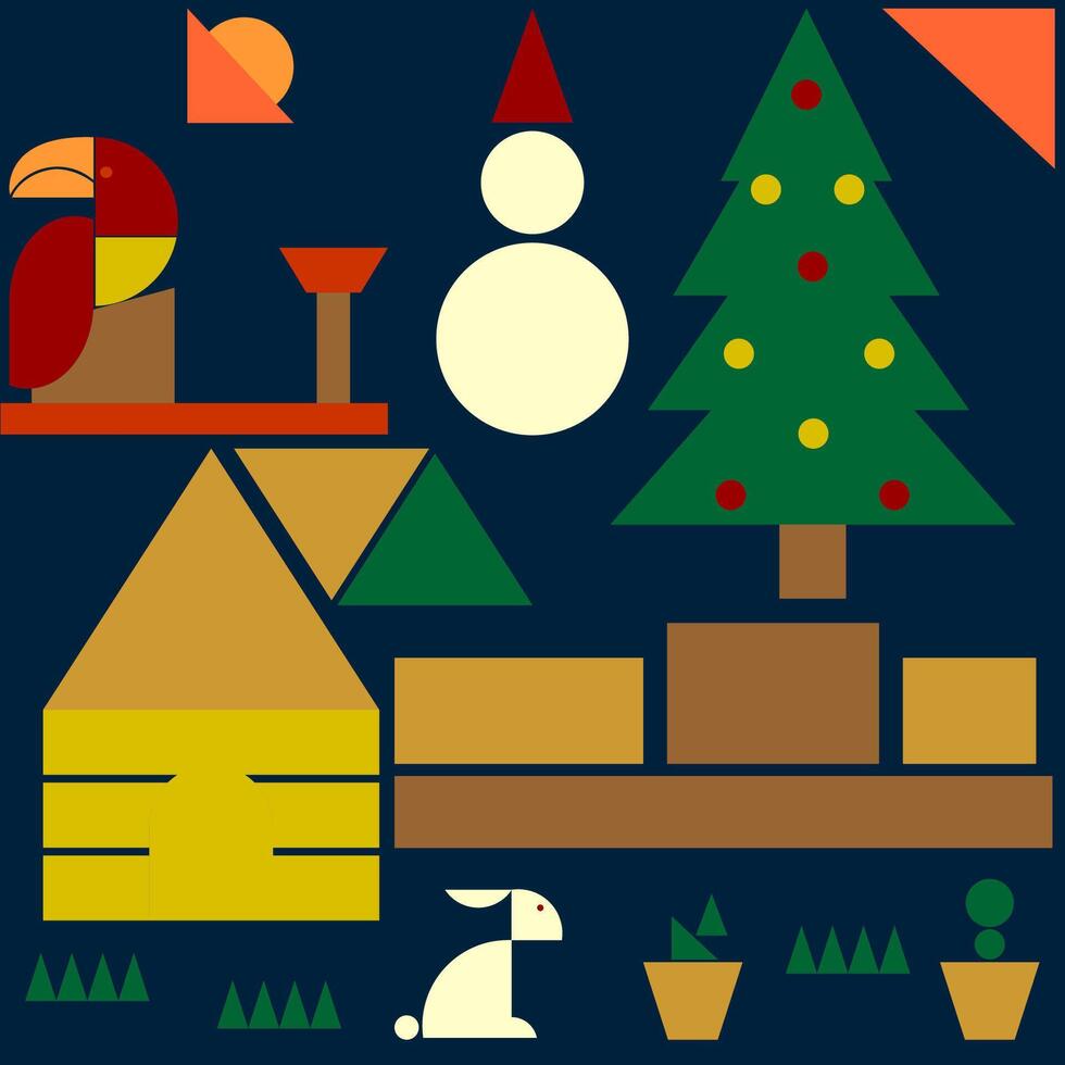 Geometric abstract background, christmas wall art concept. vector