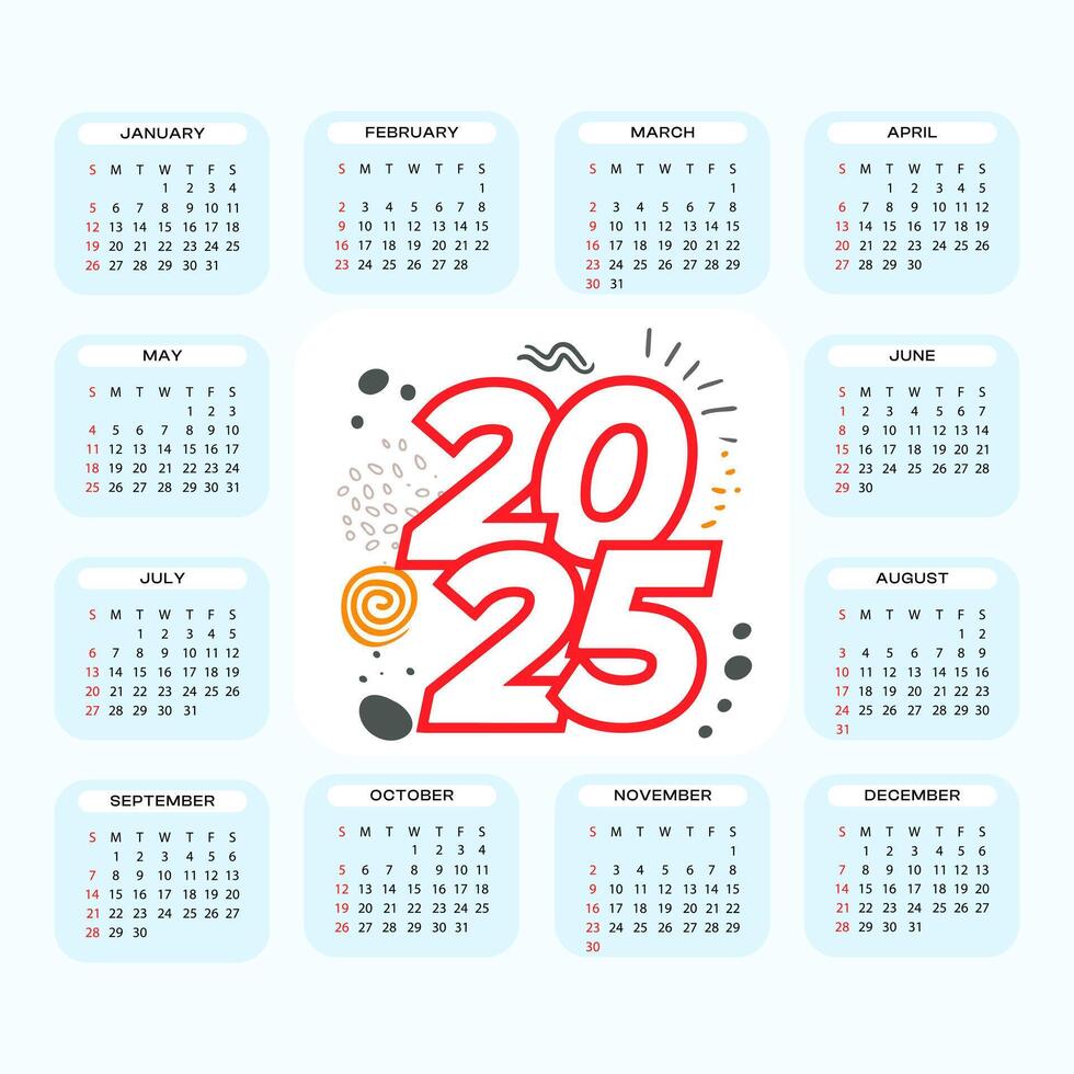 Creative new year colorful 2025 Calendar vector