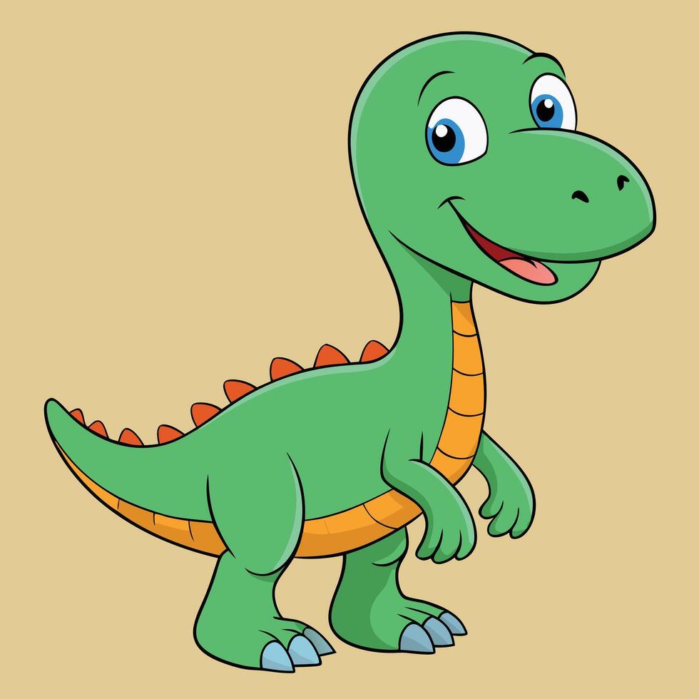 Cartoon dinosaur on beige background vector