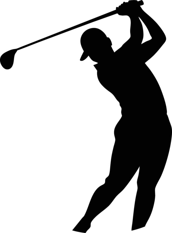 Golfer Action Shot Silhouette vector