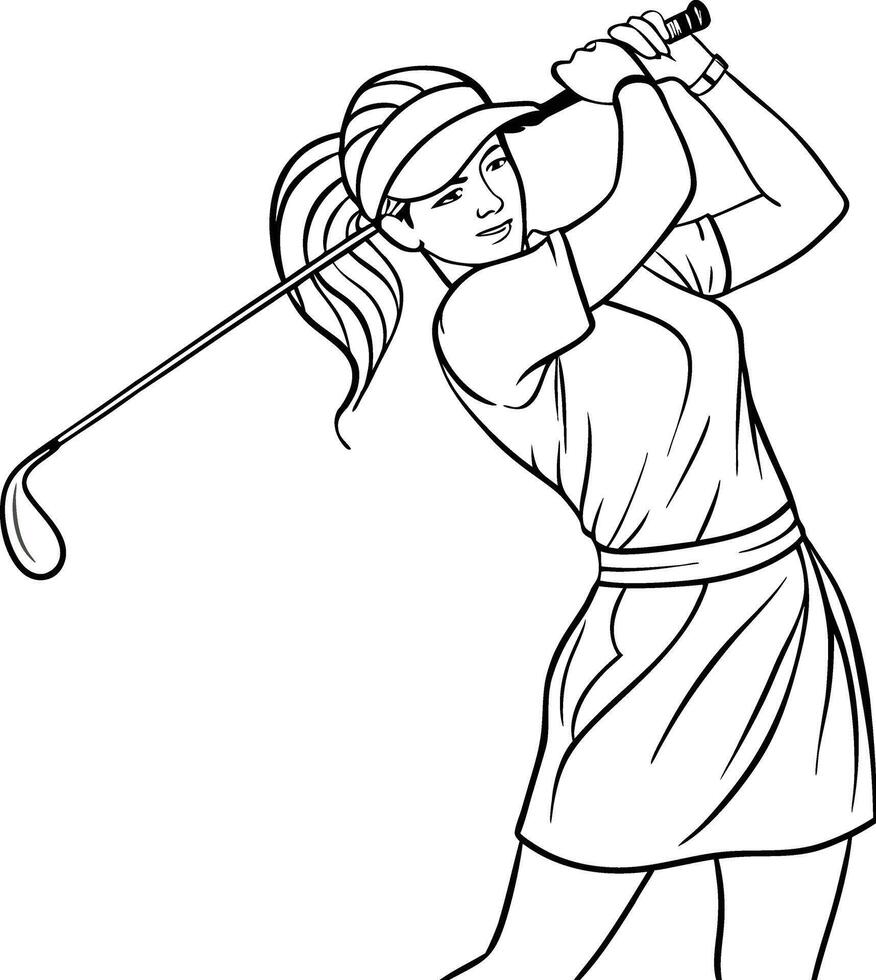 Silhouette of a Golfer Hitting a Shot vector