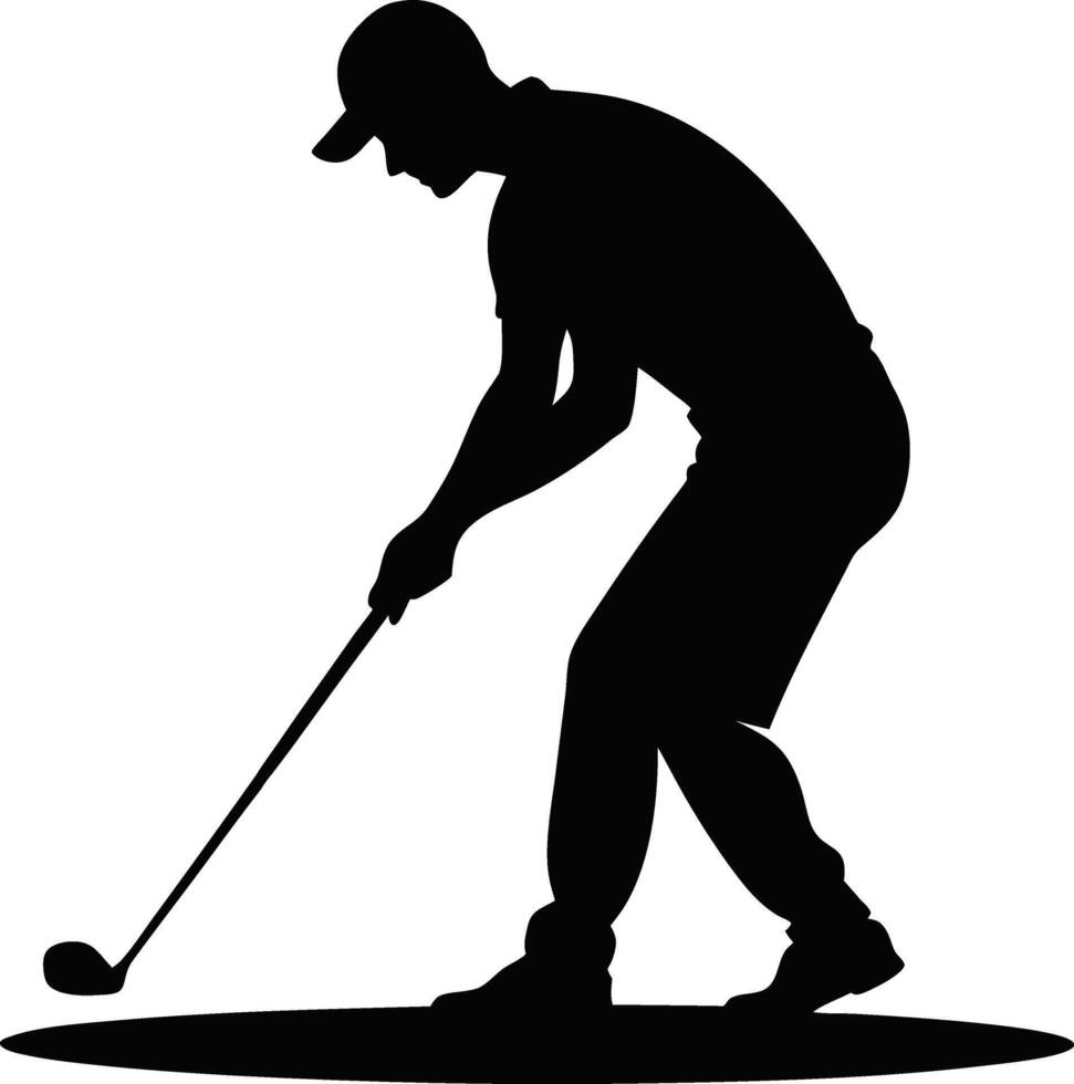 Golfer Taking a Shot Silhouette Art vector