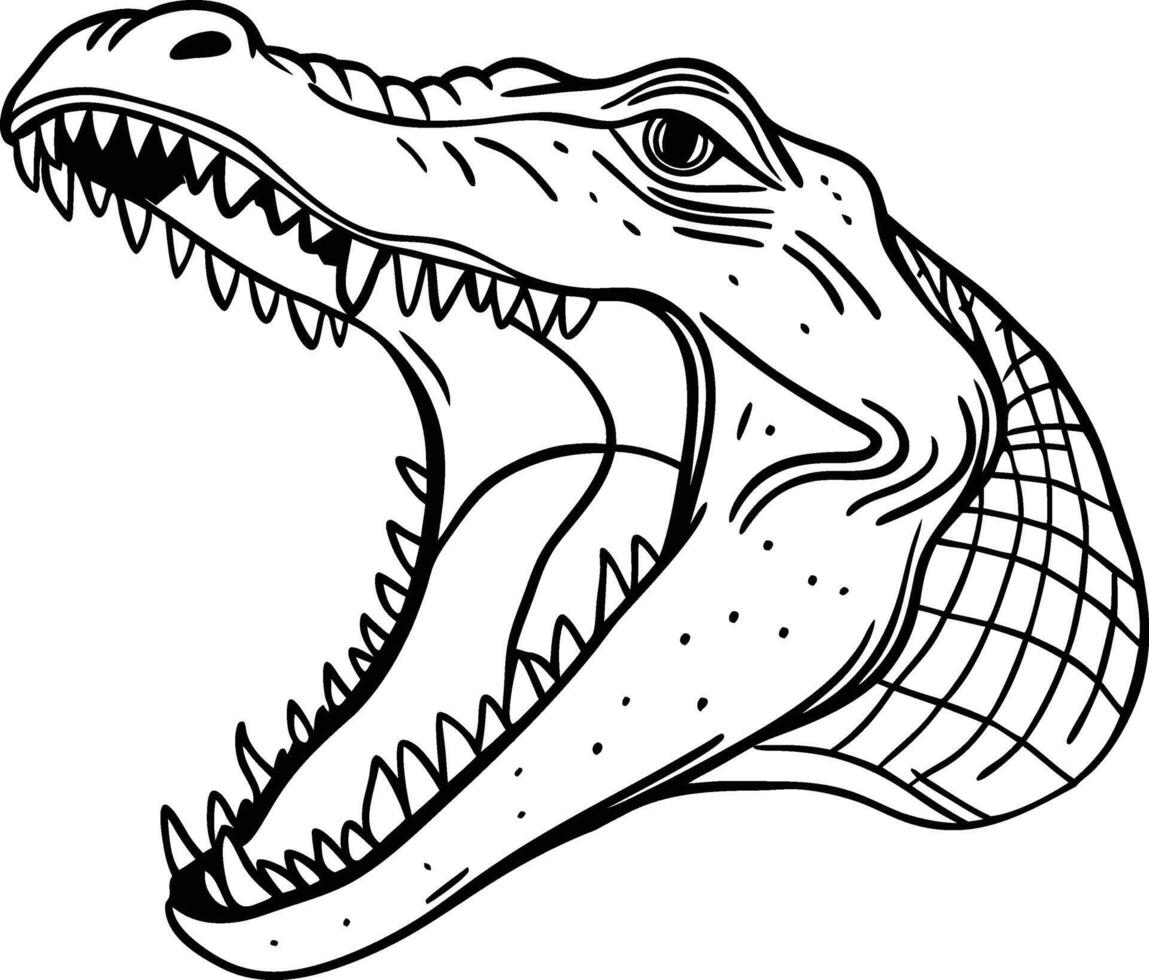 Savage Crocodile Head Outline vector