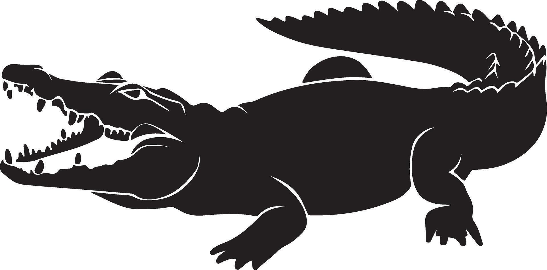 Crocodile Silhouette in Black vector