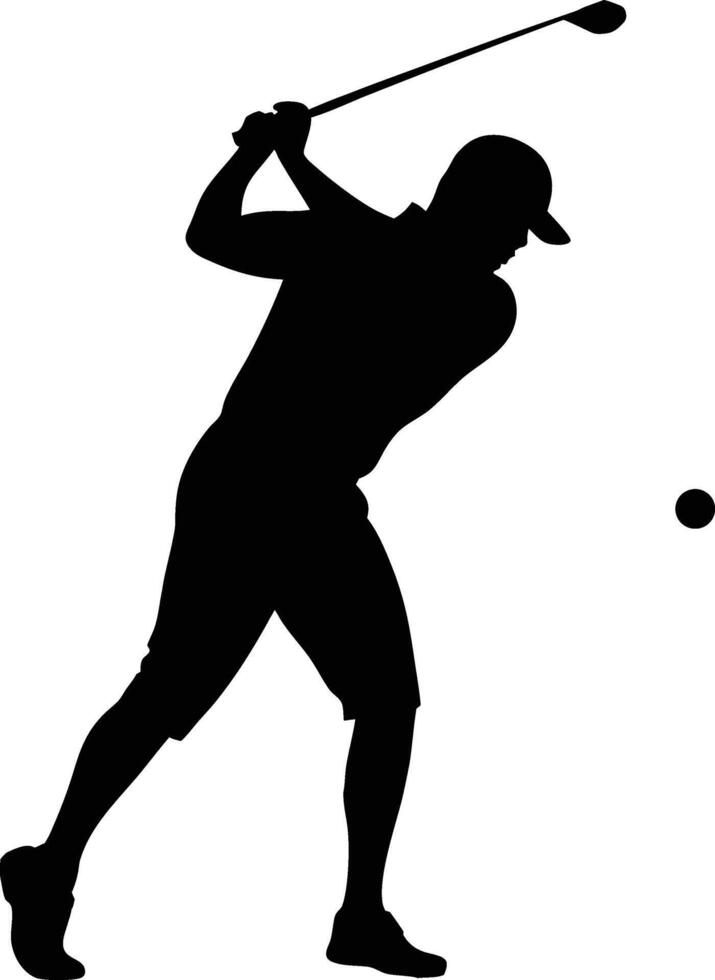 Golf Action Shot Silhouette vector