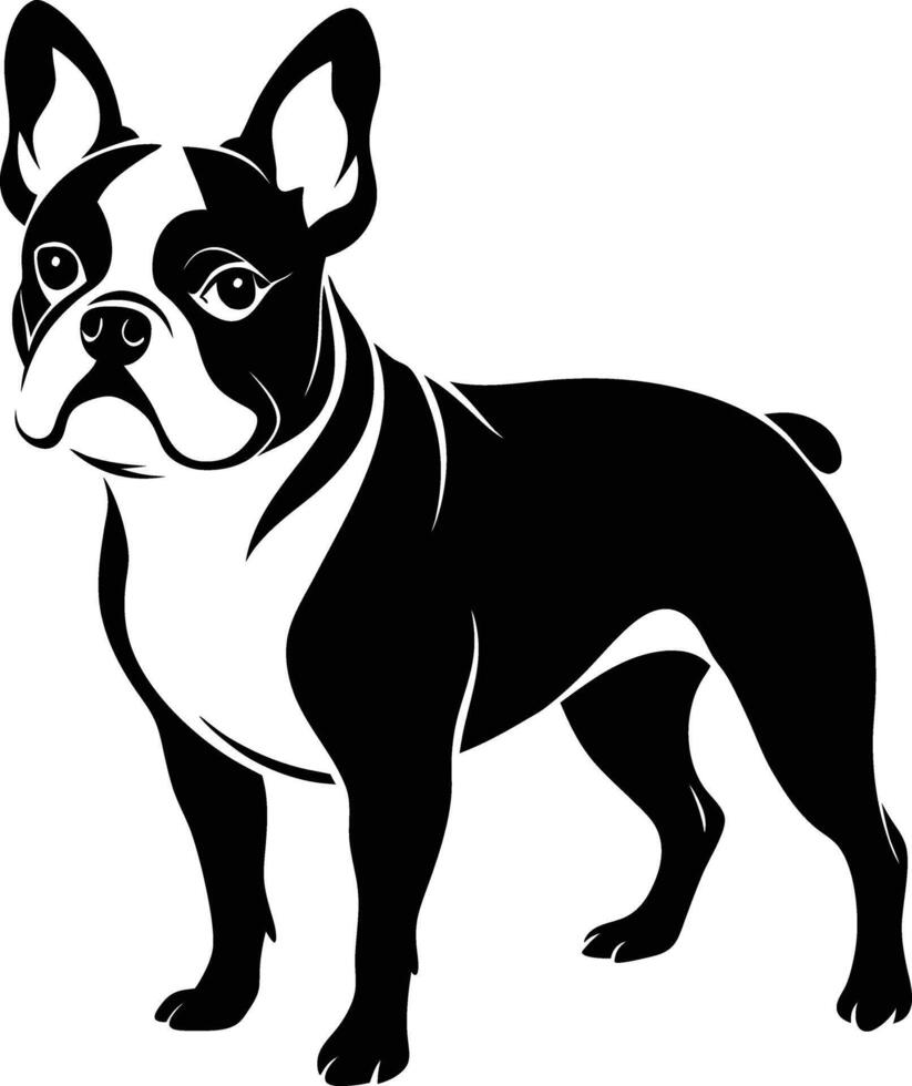 Black and White French Bulldog Silhouette Design vector