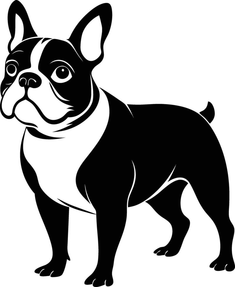 French Bulldog Silhouette in Black and White vector