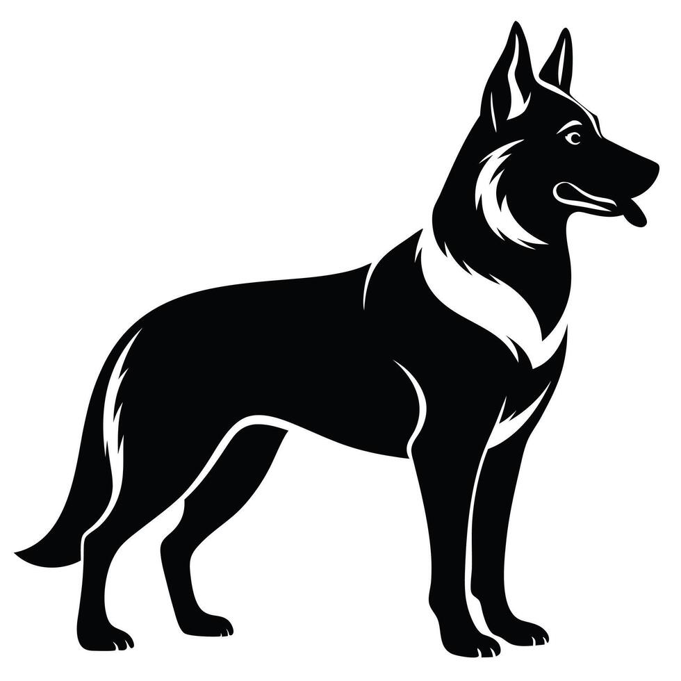 Elegant German Shepherd Dog Silhouette vector