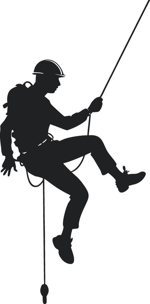 Trekker Silhouette on Rugged Peaks vector