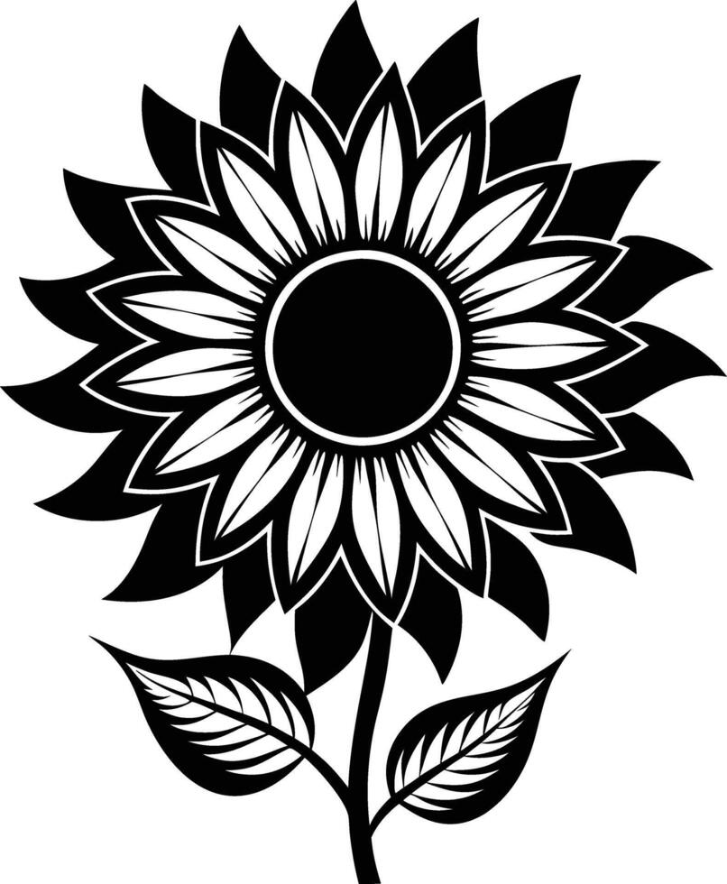 Artistic Stylized Sunflower Silhouette vector