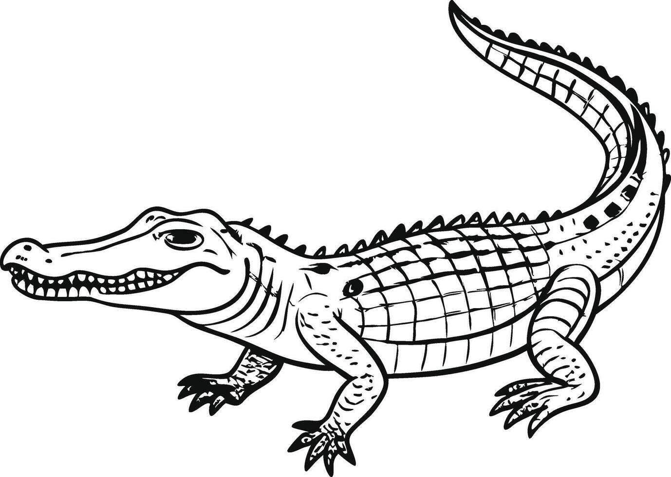 Line Art of a Crocodile vector