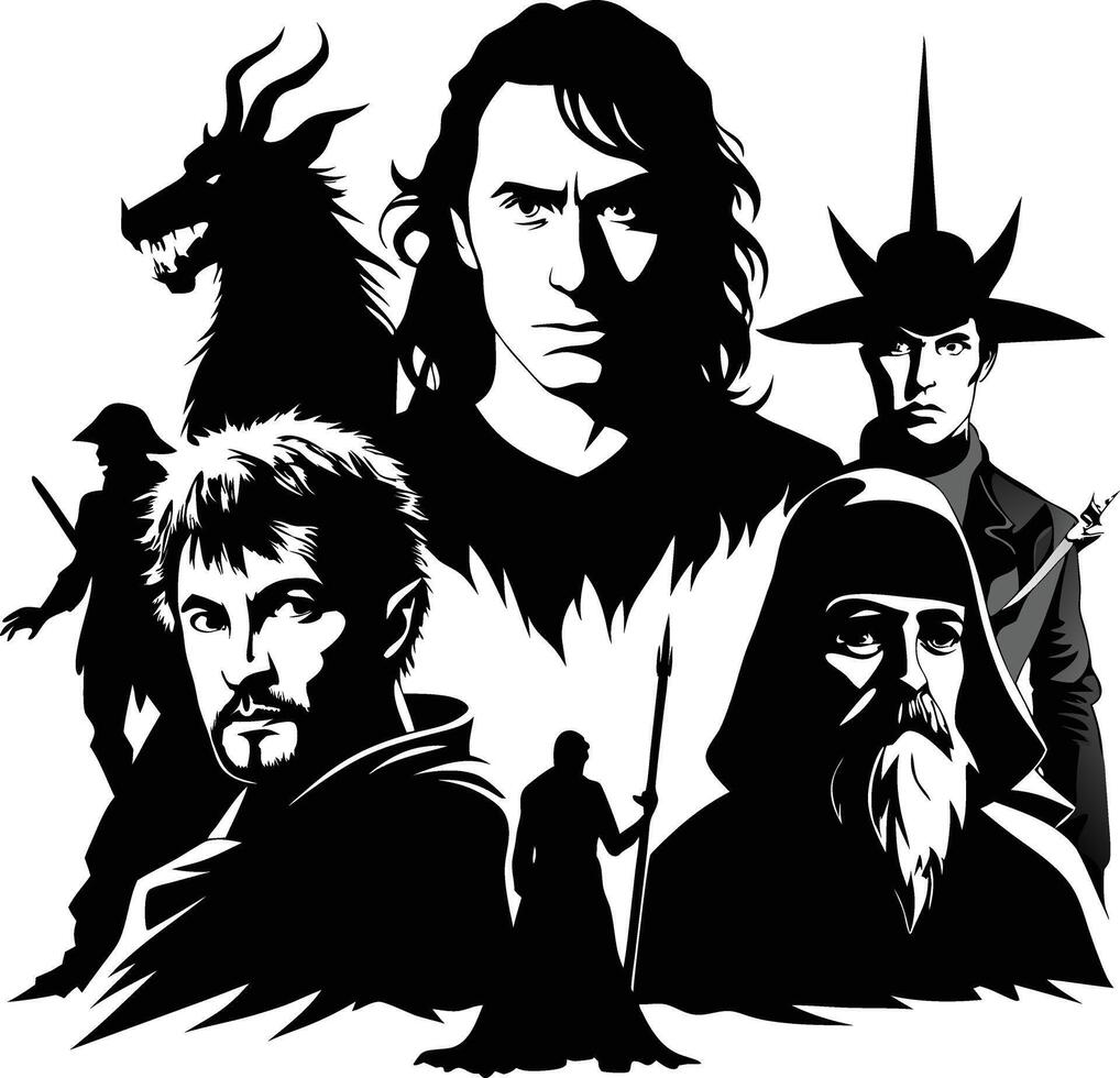The Dark Lord and His Shadowed Court vector