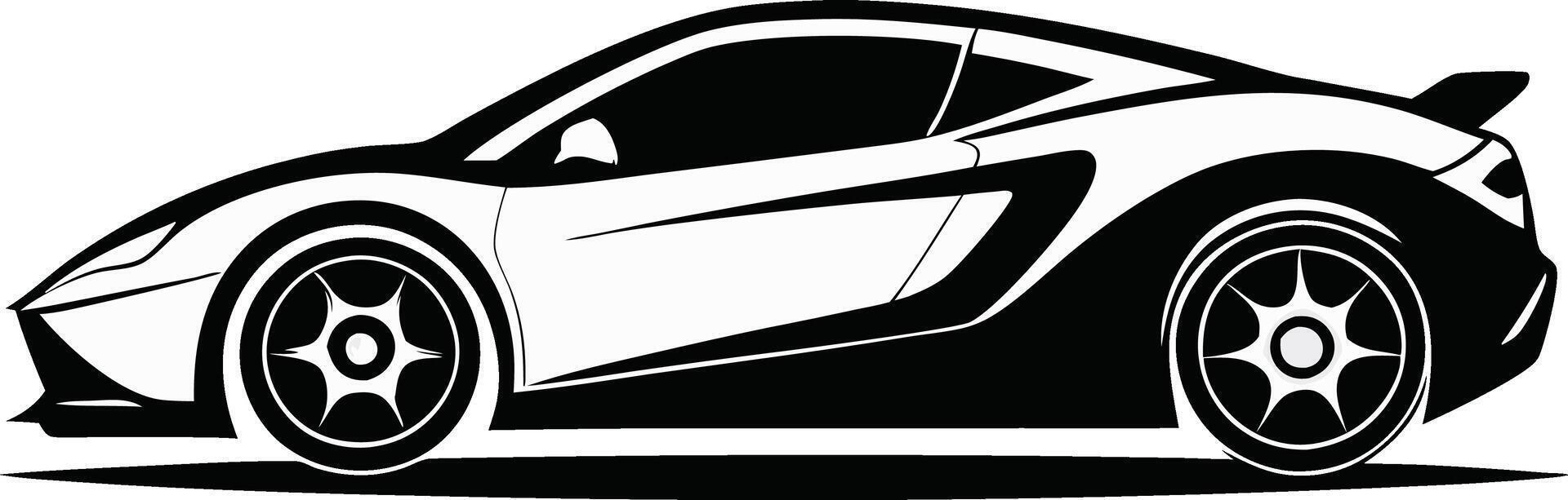 Black and White Supercar Silhouette vector