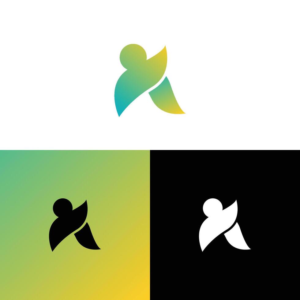 A vibrant gradient logo showcasing a stylized figure, embodying progress and teamwork. Ideal for business, representing growth and collaboration. vector