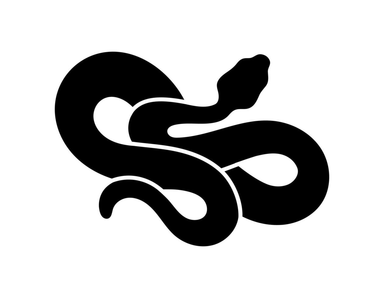 Black silhouette of snake. Reptile illustration. Clipart boa constrictor, cobra vector