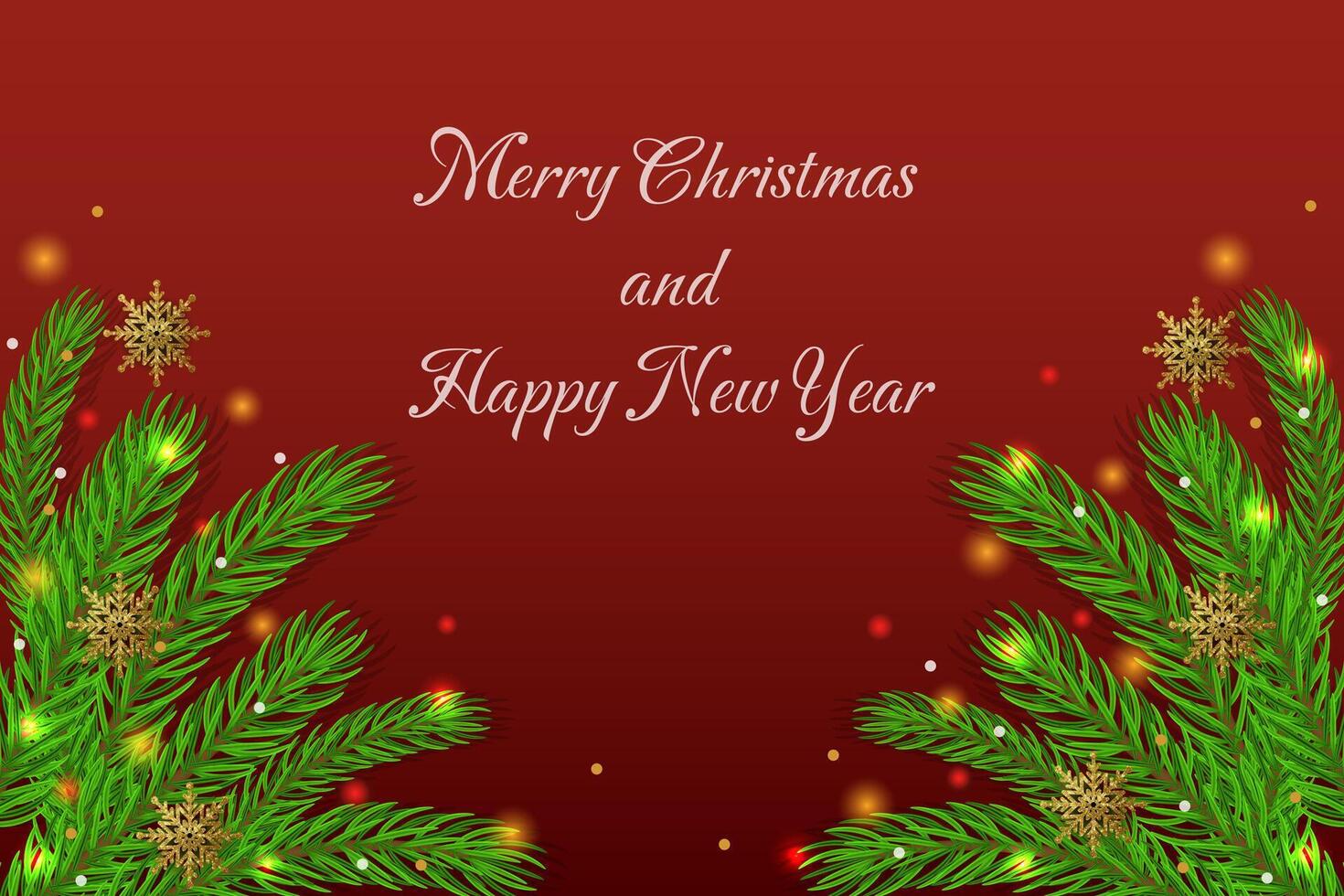 Christmas banner decorated snowflakes with fir branches on dark red background. Festive header design for your website. illustration vector