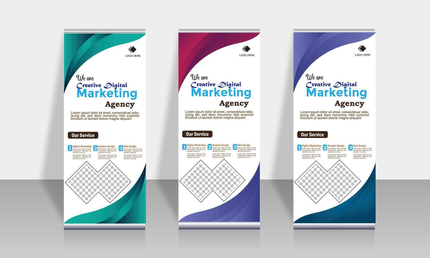 Digital marketing agency and corporate Roll Up Banner Design Template for startup business vector