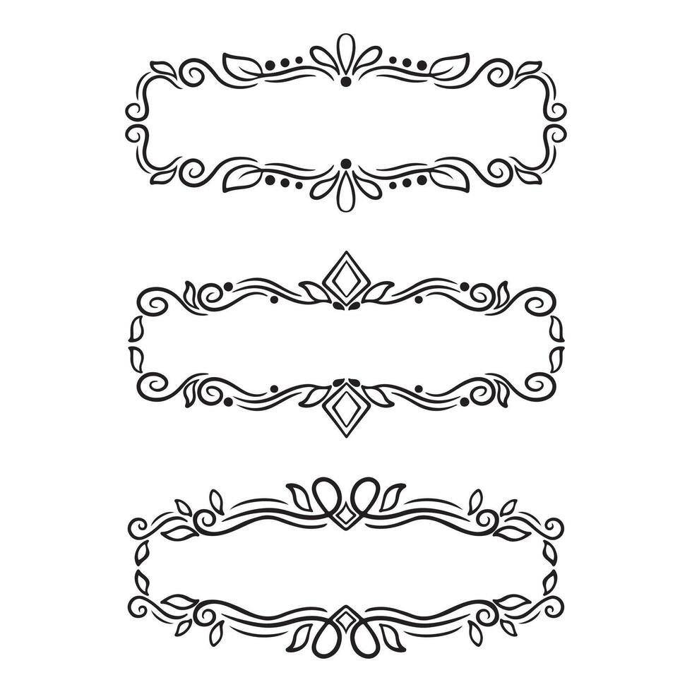 Set of calligraphic vintage frames. Decorative design elements. vector