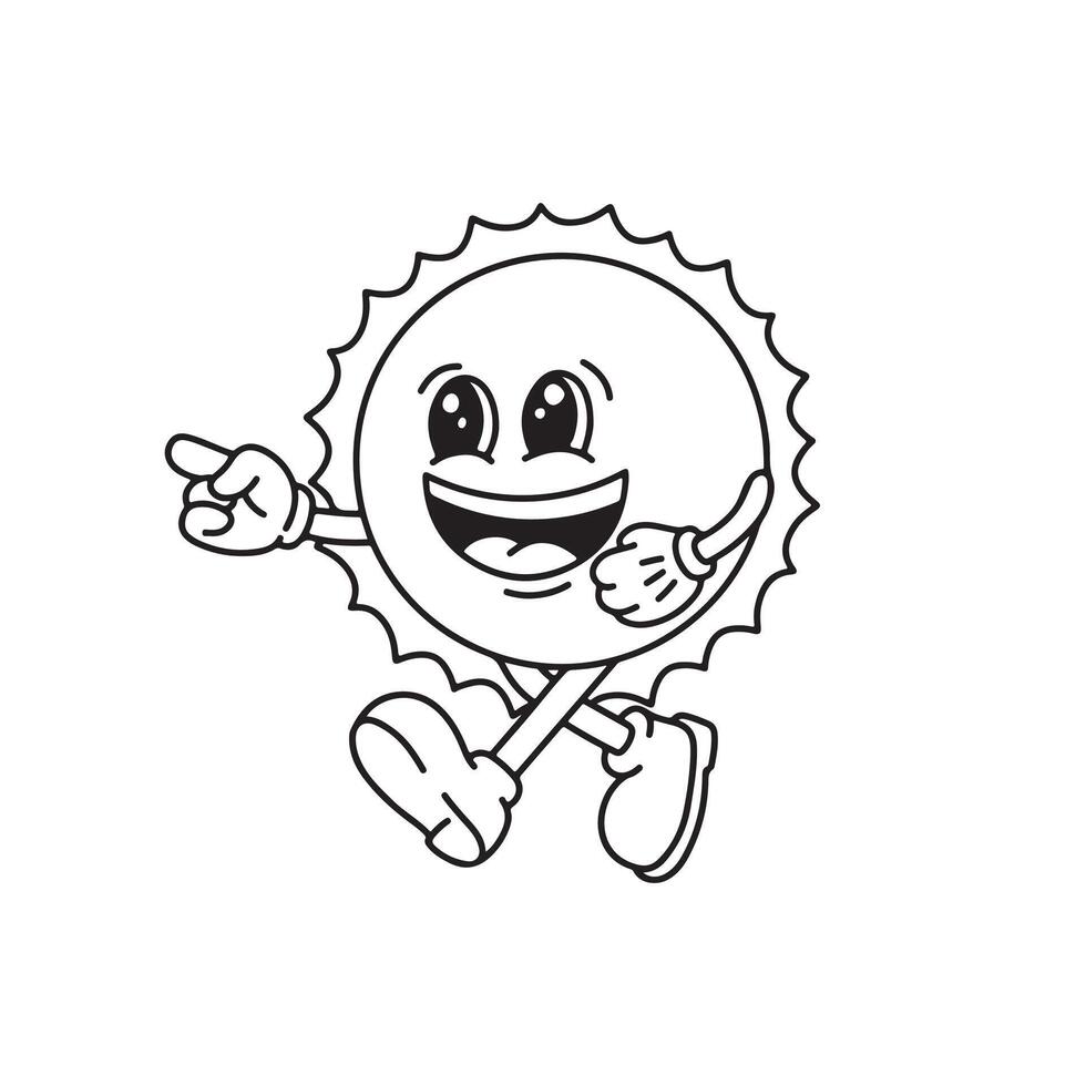 Smiling cartoon sun with paint brush. illustration isolated on white background. vector