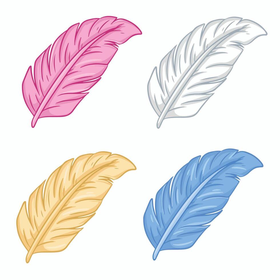 Feathers set isolated on a white background. illustration. vector