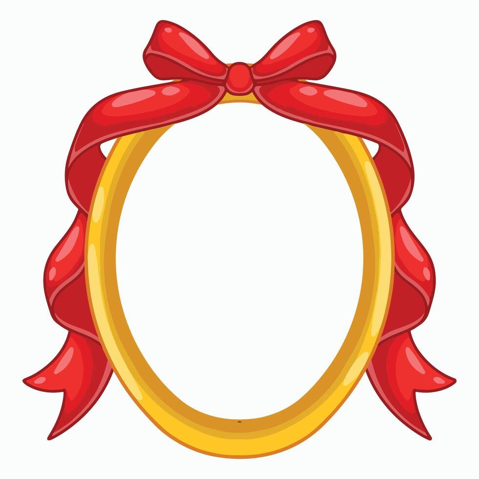 Illustration of a red bow in a golden frame on a white background vector
