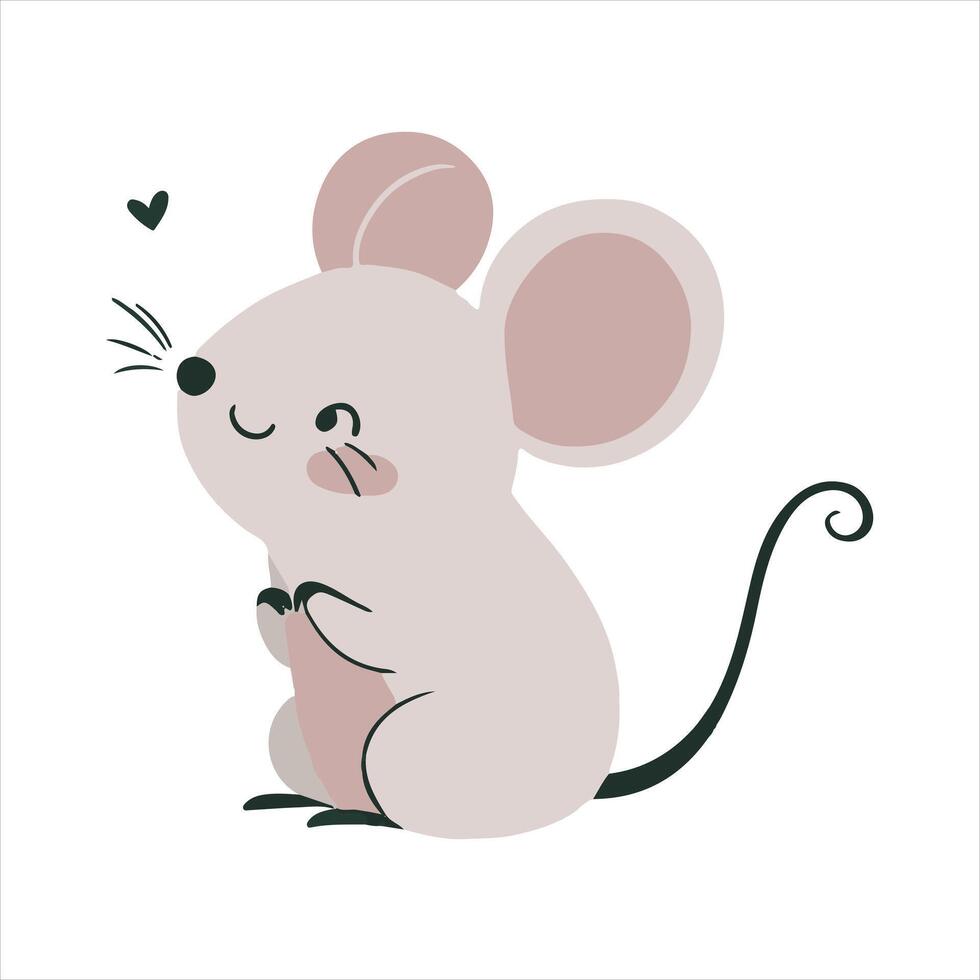 Cute Mouse silhouette white background vector