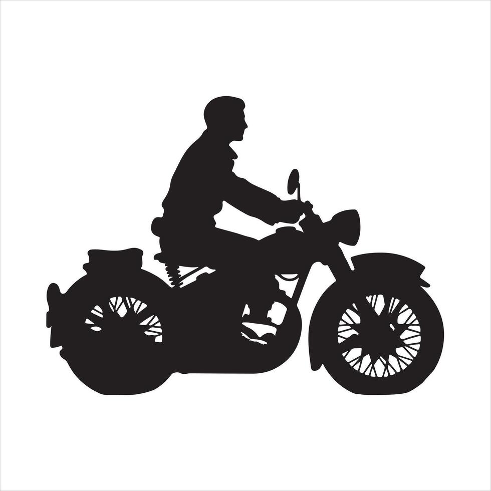classic and Retro vintage motorcycle black silhouette on white background vector