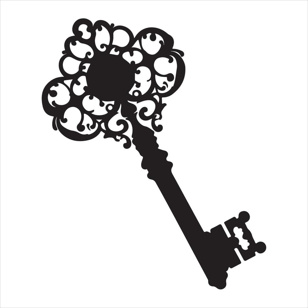Vintage Key black silhouette on white background vector