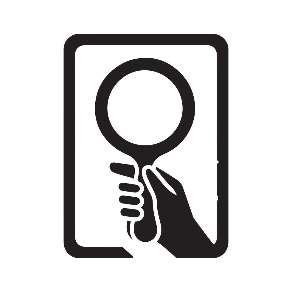 Rectangular hand mirror silhouette on white background vector