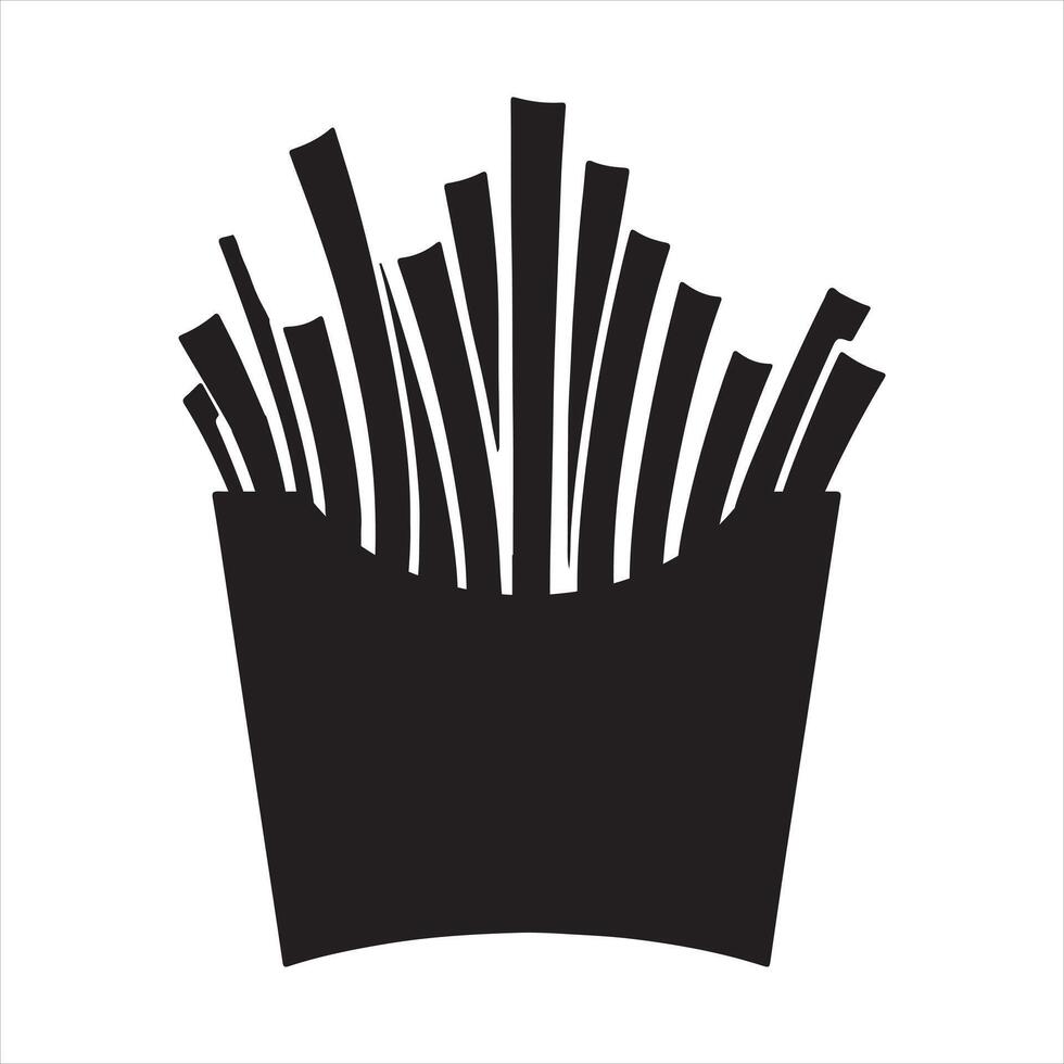 The black silhouette of French fries silhouette on white background vector