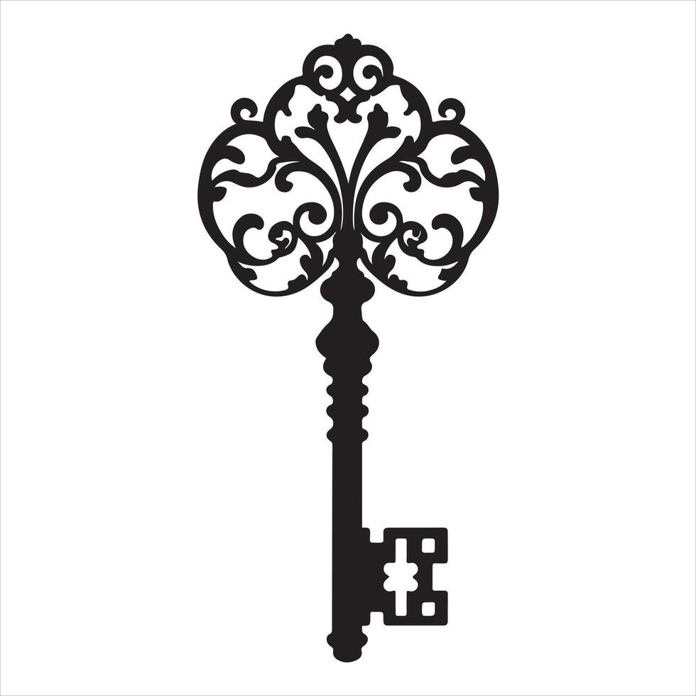 Vintage Key silhouette white background vector