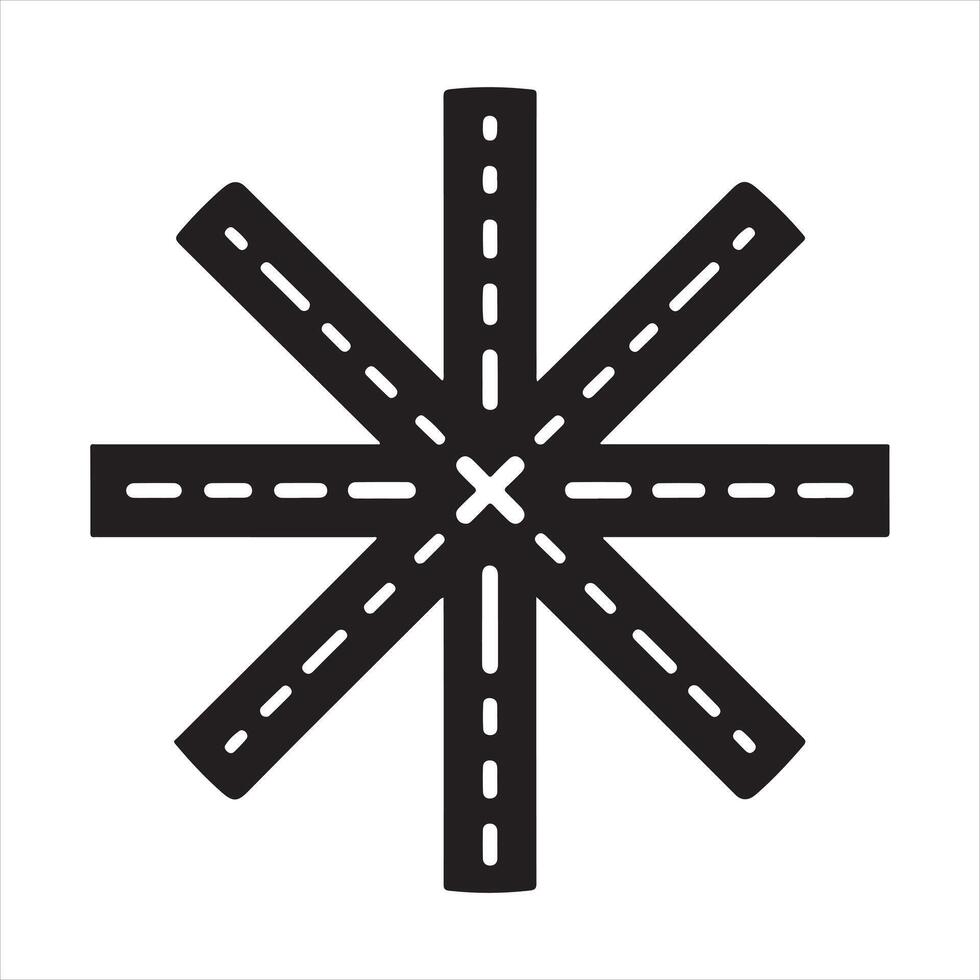 Icon Crossroad black silhouette on white background vector