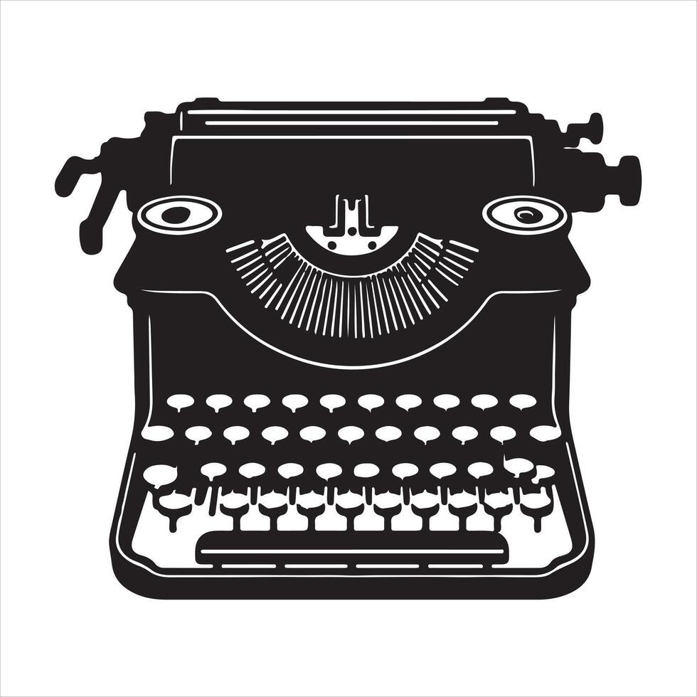 Old Typewriter silhouette white background vector