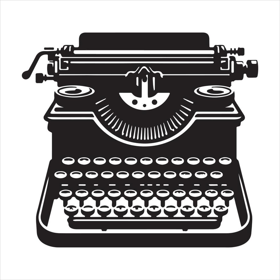 Old Typewriter silhouette on white background vector