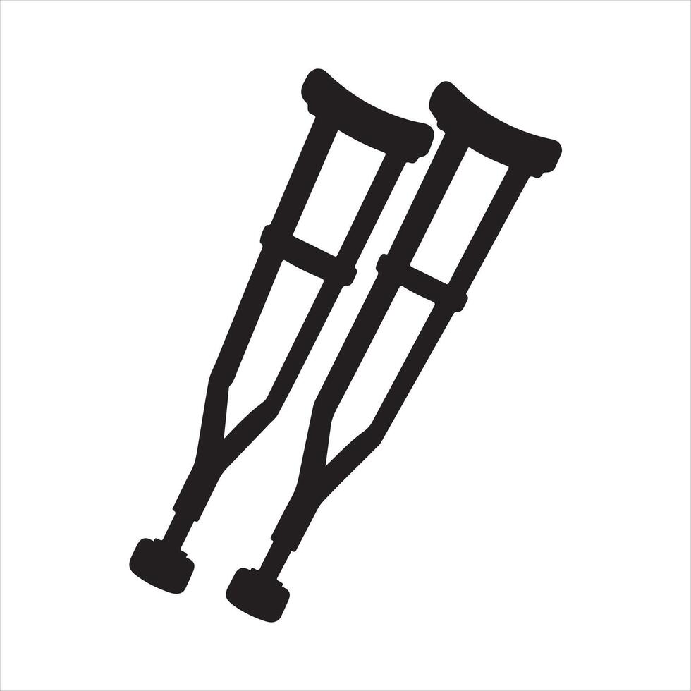 Crutches silhouette white background vector