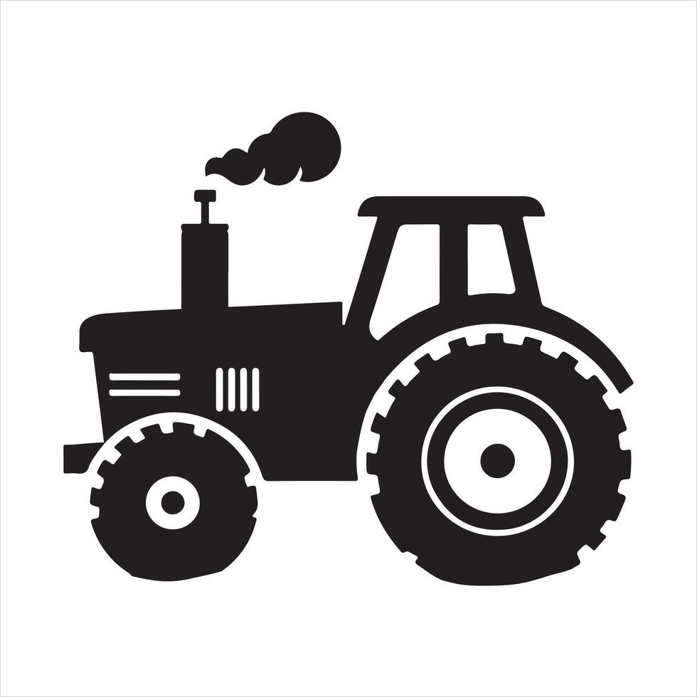 Tractor silhouette on white background vector